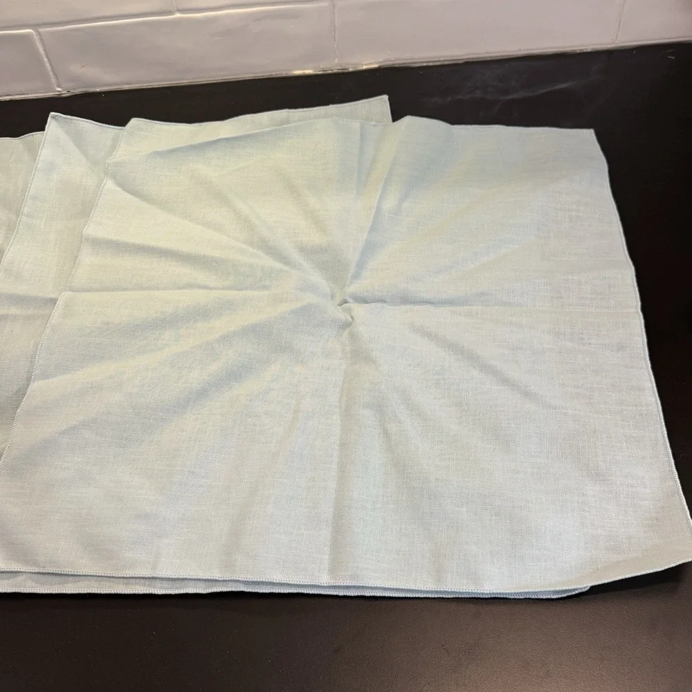 Vintage Cloth Linen Napkins Baby Blue  18